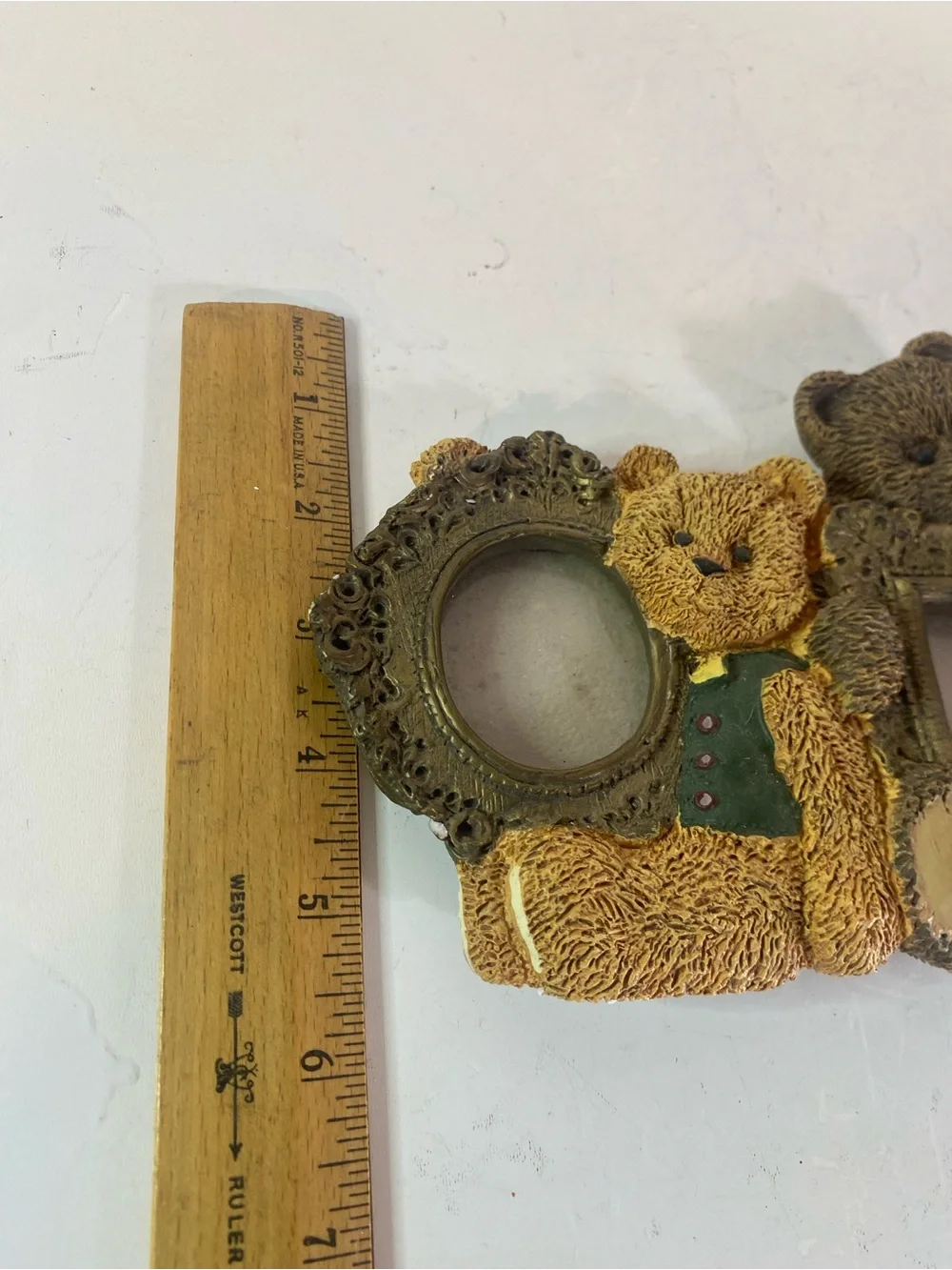 Vintage 1990s Teddy Bear Picture Frame Holds Four Mini Photos, Tabletop Collage